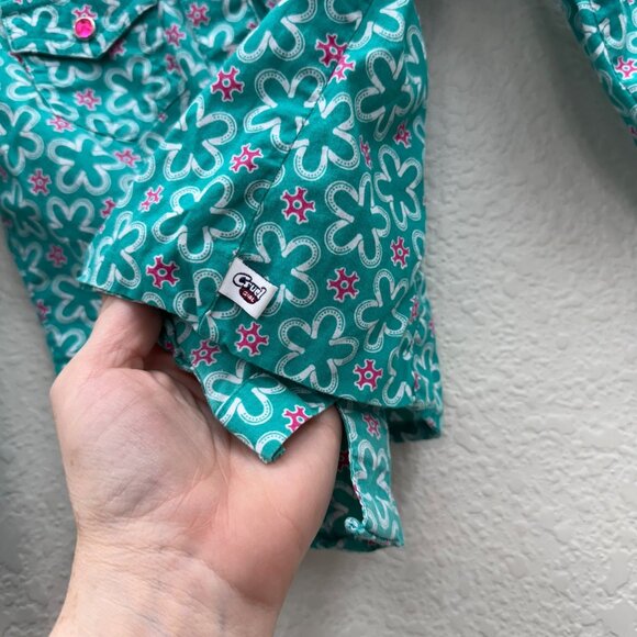 Cruel Girl Floral Pearl Snap Long Sleeve Collared Button Shirt Toddler Girl 4T - Picture 5 of 6